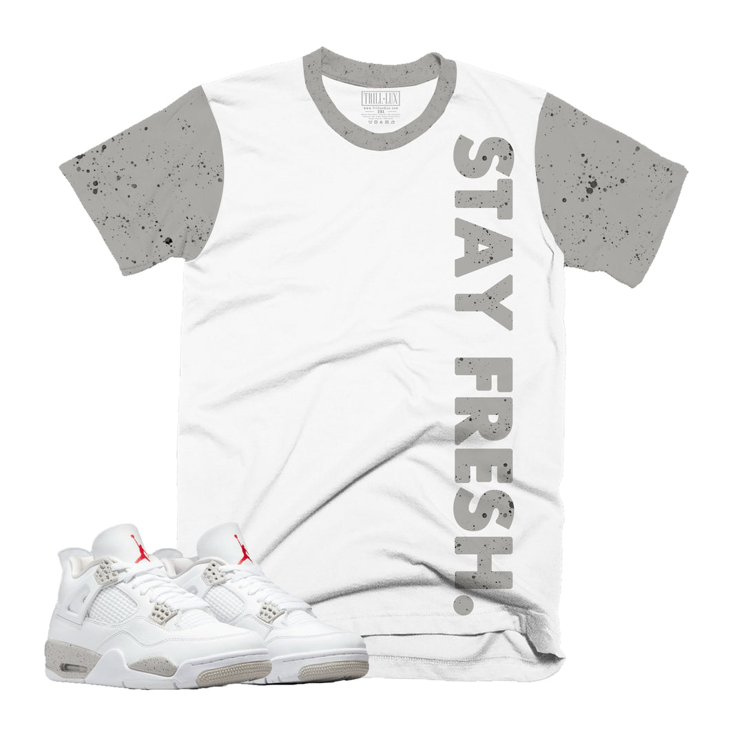 Stay Fresh | Retro Air Jordan 4 Tech White Oreo T-shirt |