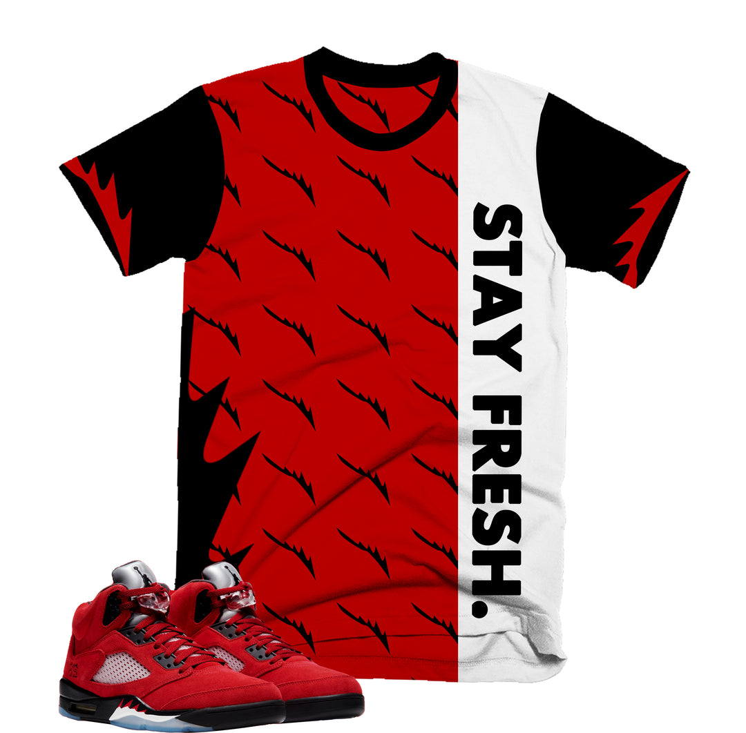 Stay Fresh Split Tee | Retro Air Jordan 5 Toro Bravo Colorblock T-shirt