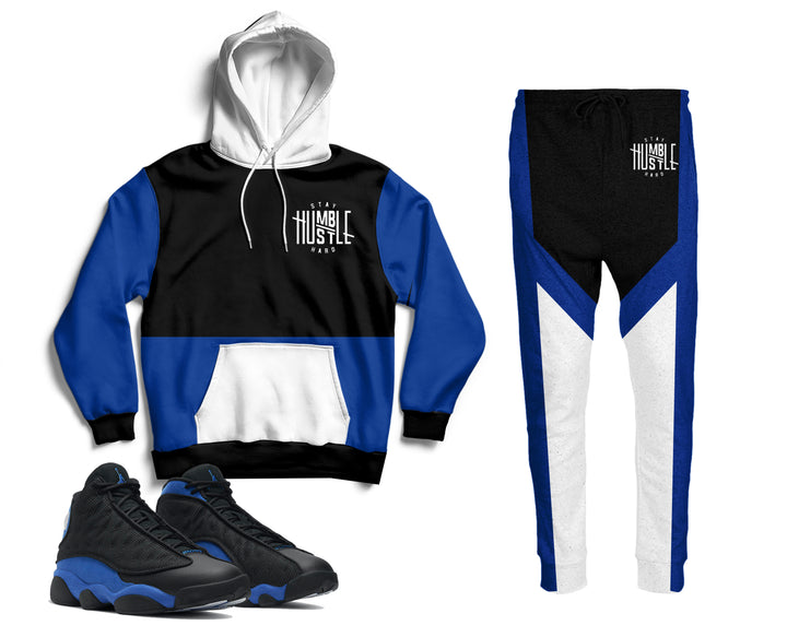Stay Humble Hustle Hard| Air Jordan 13 Black Royal Inspired Jogger and Hoodie Suit |