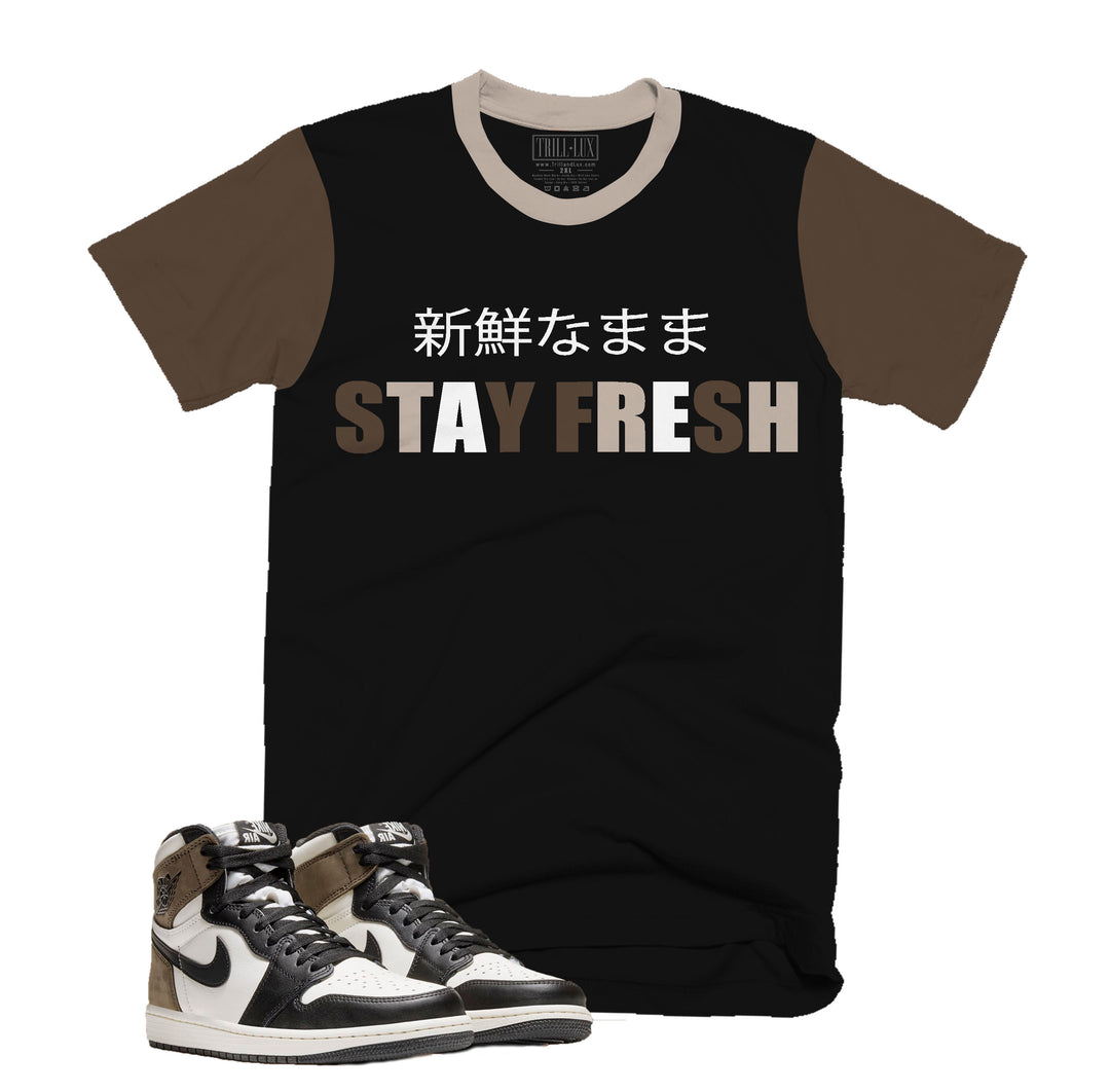 Stay Fresh Tee | Retro Air Jordan 1 Black Mocha Colorblock T-shirt