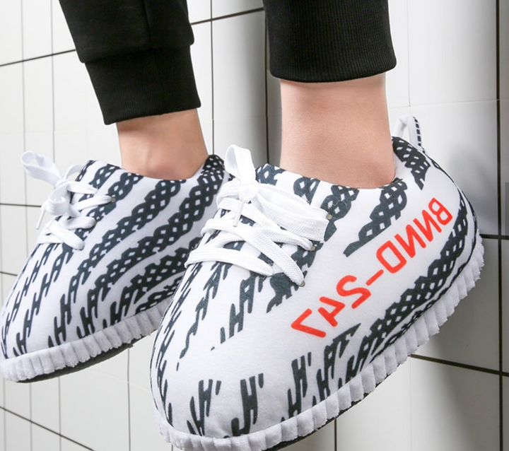 Zebra Plush Sneaker Slippers