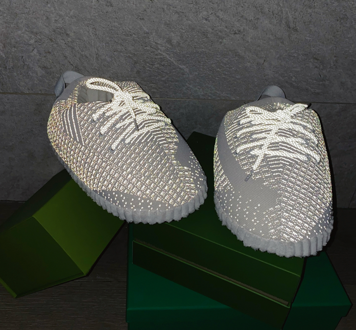 White Static Reflective Plush Sneaker Slippers