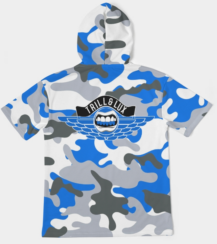 Racer Camo Short Sleeve Hoodie | Air Jordan 3 Racer Blue Inspired Hoodie