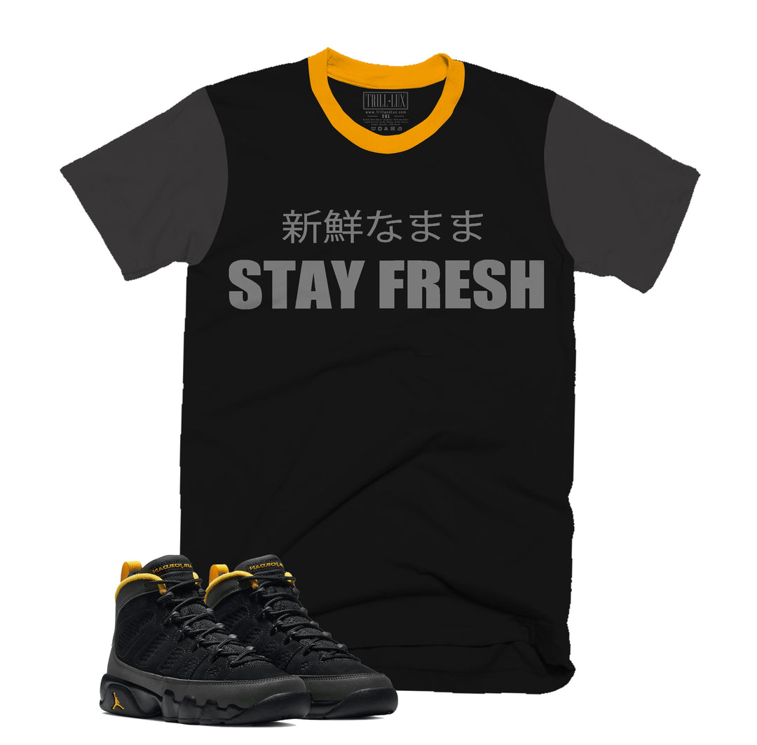 Stay Fresh Tee | Retro Air Jordan 9 University Gold T-shirt |