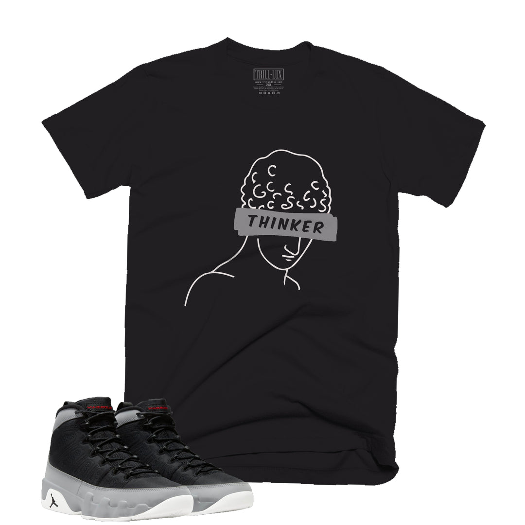 Thinker Tee | Retro Air Jordan 9 Black and Particle Grey T-shirt