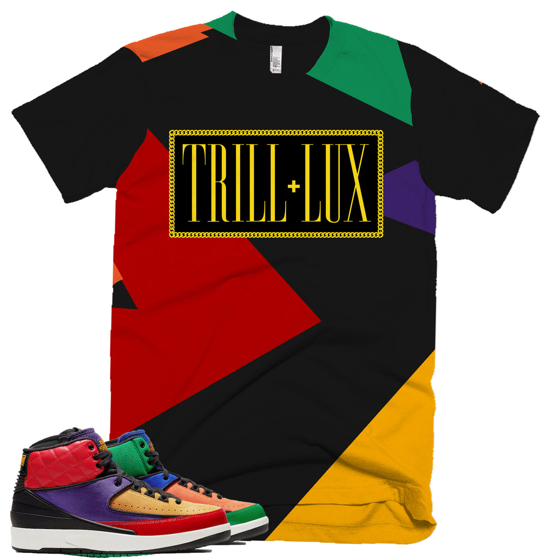 Trill & Lux Fragment Tee | Retro Jordan 2 Multi Color  Colorblock T-shirt