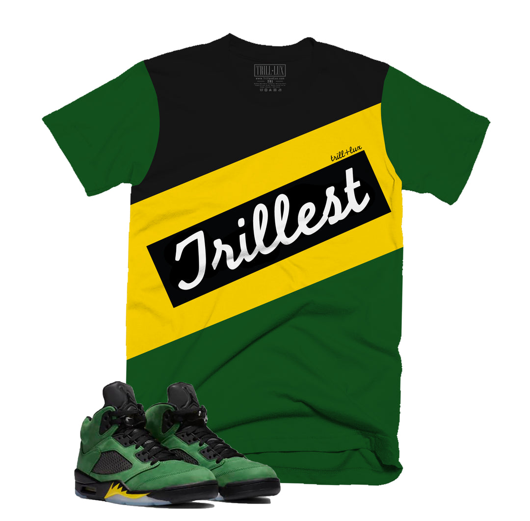 Trill & Lux Trillest Tee | Retro Air Jordan 5 Apple Green Colorblock T-shirt