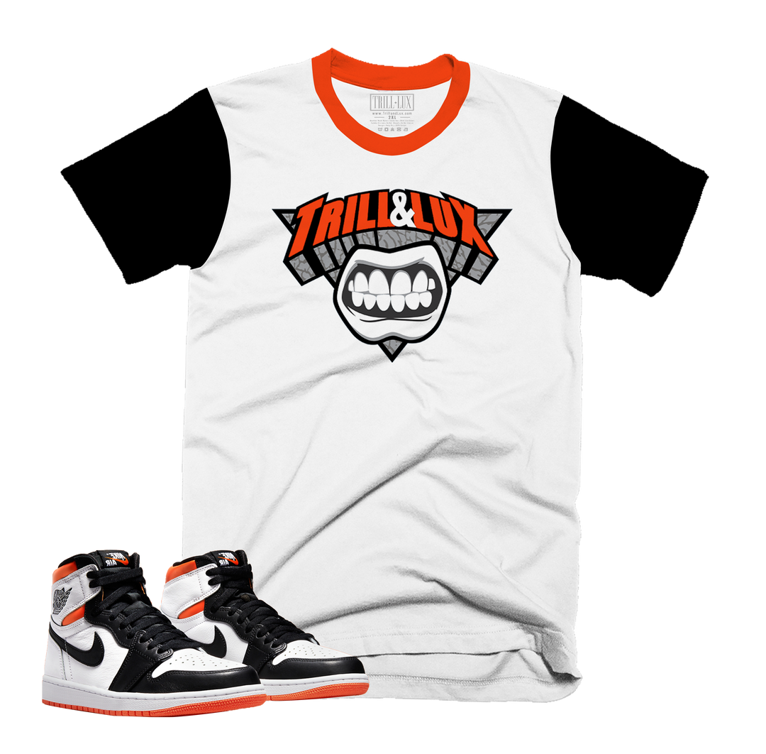Logo Tee | Retro Air Jordan 1 Electro Orange Colorblock T-shirt