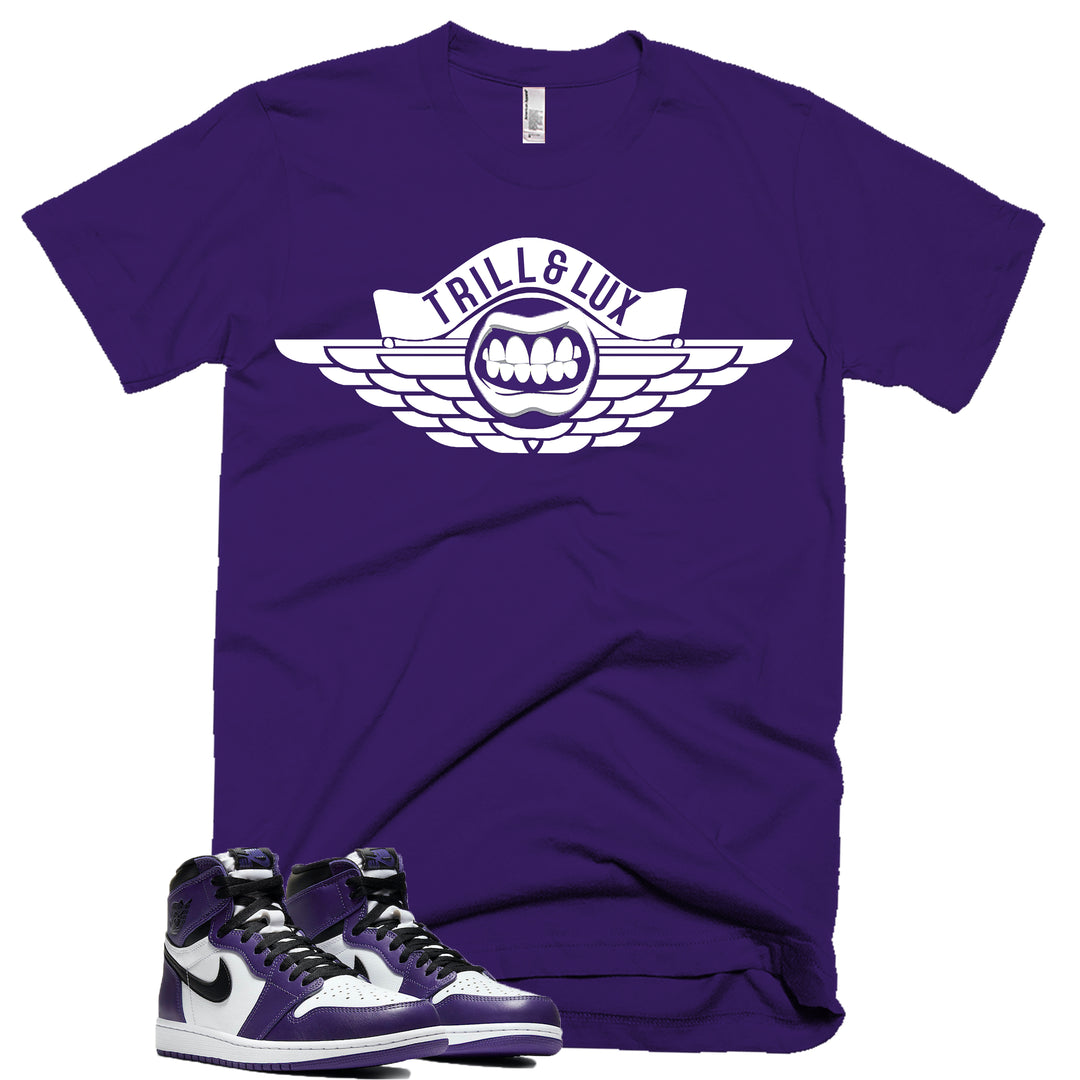 Trill & Lux  I Flight Tee | Retro Jordan 1 Court Purple Colorblock T-shirt