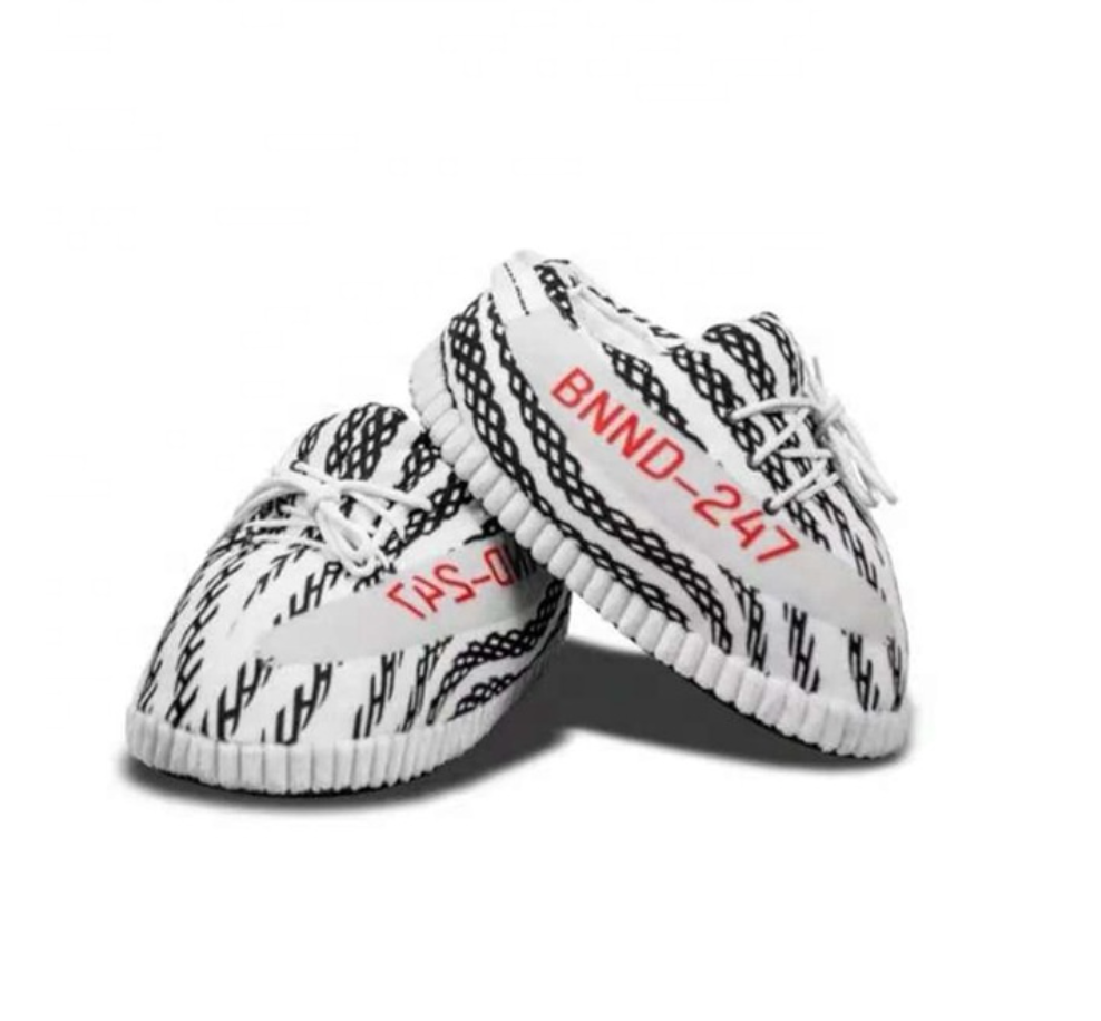Zebra Plush Sneaker Slippers