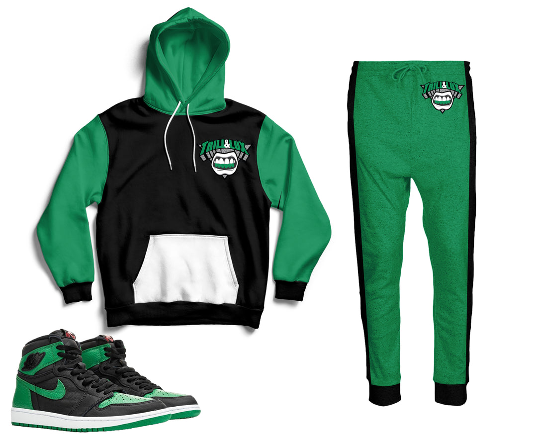Trill & Lux | Jordan 1 Pine Green Inspired Jogger and Hoodie Suit | Retro Jordan 1