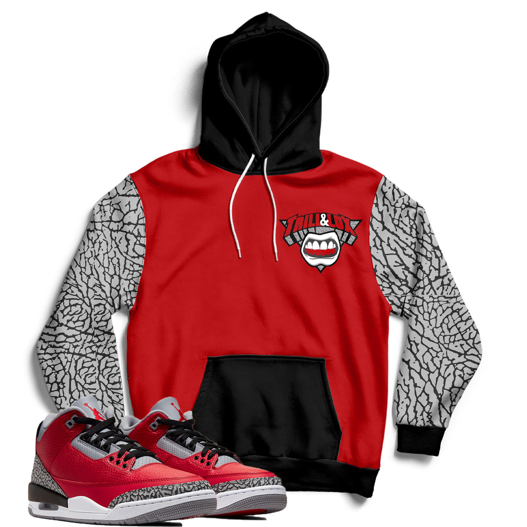 Trill and Lux | Retro Jordan 3 Red Cement Inspired Hoodie Chicago