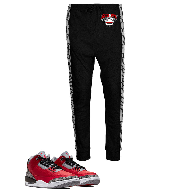 Trill and Lux | Retro Jordan 3 Red Cement Inspired Jogger Chicago BLACK