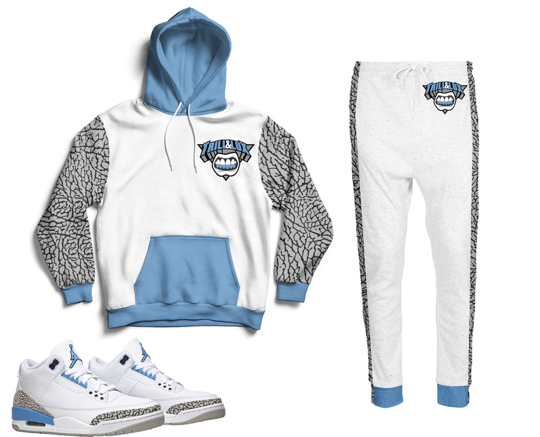 Trill and Lux | Retro Jordan 3 UNC Inspired Hoodie and Jogger Carolina Blue