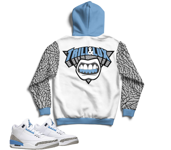 Trill and Lux | Retro Jordan 3 UNC Inspired Hoodie