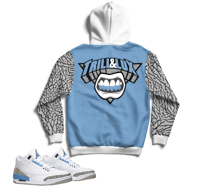 CLEARANCE - Trill and Lux | Retro Jordan 3 UNC Inspired Hoodie v2