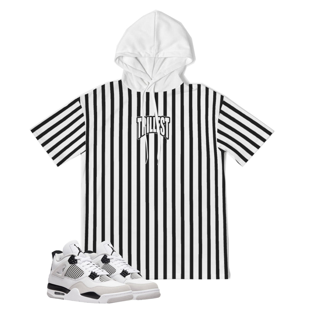 Fearless Short Sleeve Hoodie | Air Jordan 4 Military Black and White