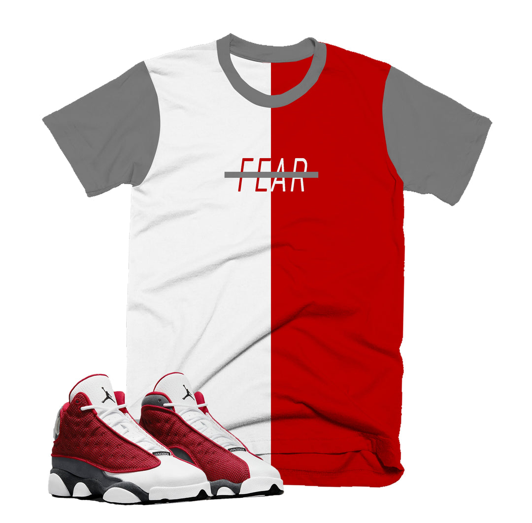 CLEARANCE - Fearless Tee | Retro Air Jordan 13 Red Flint Inspired Colorblock T-shirt