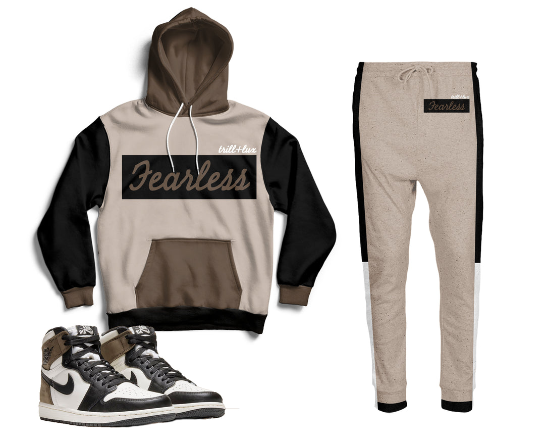 Fearless | Air Jordan 1 Black Mocha Inspired Jogger and Hoodie Suit |