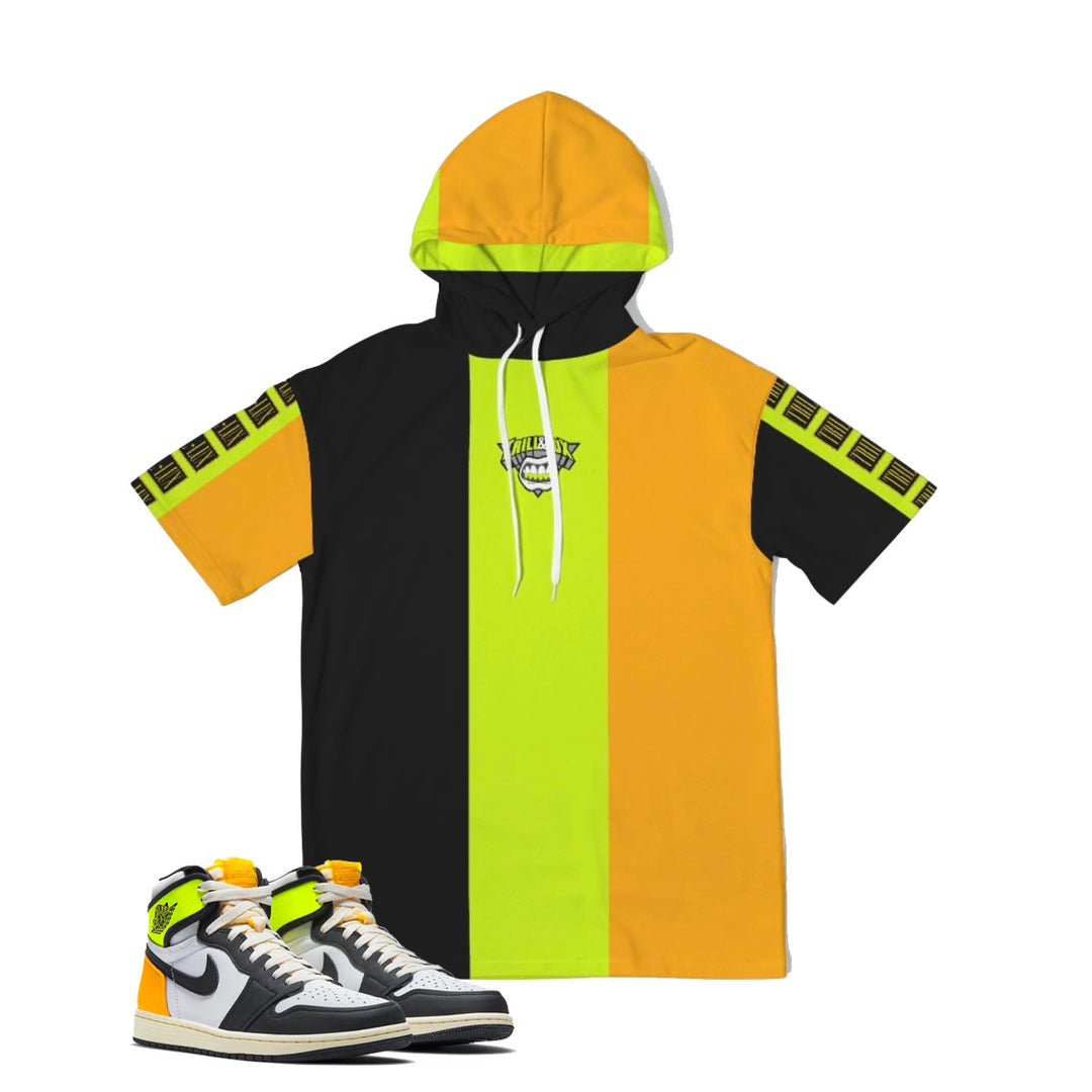 Trill Logo Short Sleeve Hoodie | Air Jordan 1 Volt Gold Inspired Hoodie