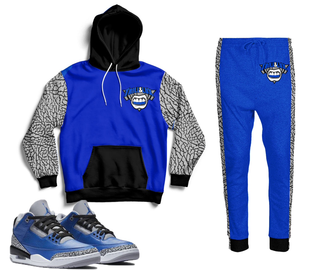 Trill | Retro Jordan 3 Blue Cement Inspired Hoodie and Jogger