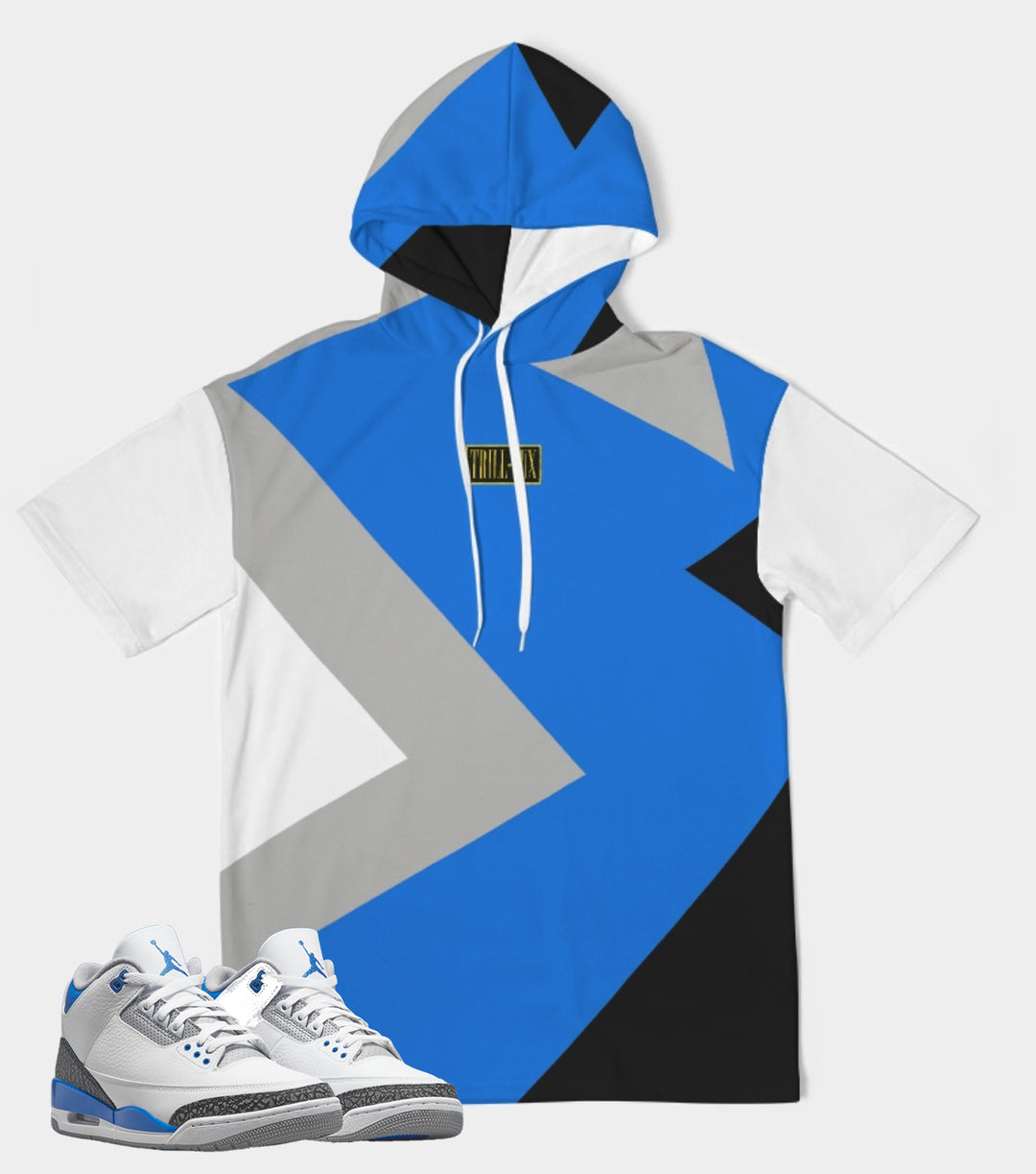 Fragment Short Sleeve Hoodie | Air Jordan 3 Racer Blue Inspired Hoodie