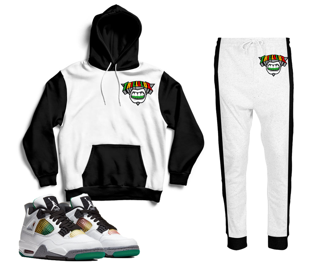 Trill & Lux | Jordan 4 Lucid Green Rasta Inspired Jogger and Hoodie Suit | Retro Jordan 4