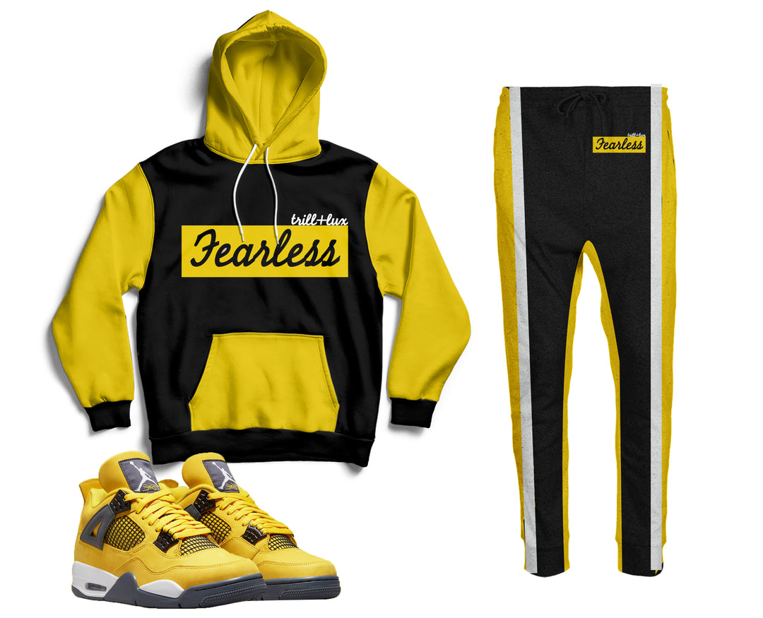 Fearless | Air Jordan 4 Tour Yellow Lightning Inspired Jogger and Hoodie Suit |