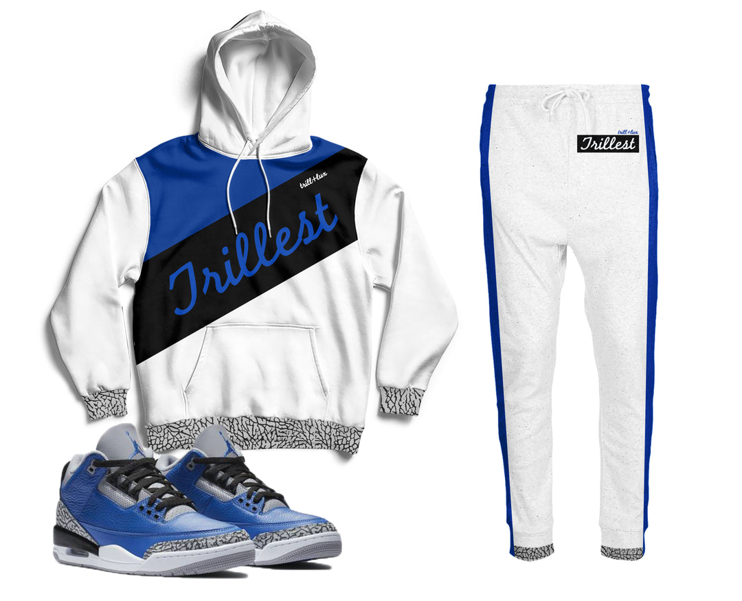 Trillest | Retro Jordan 3 Blue Cement Inspired Hoodie and Jogger