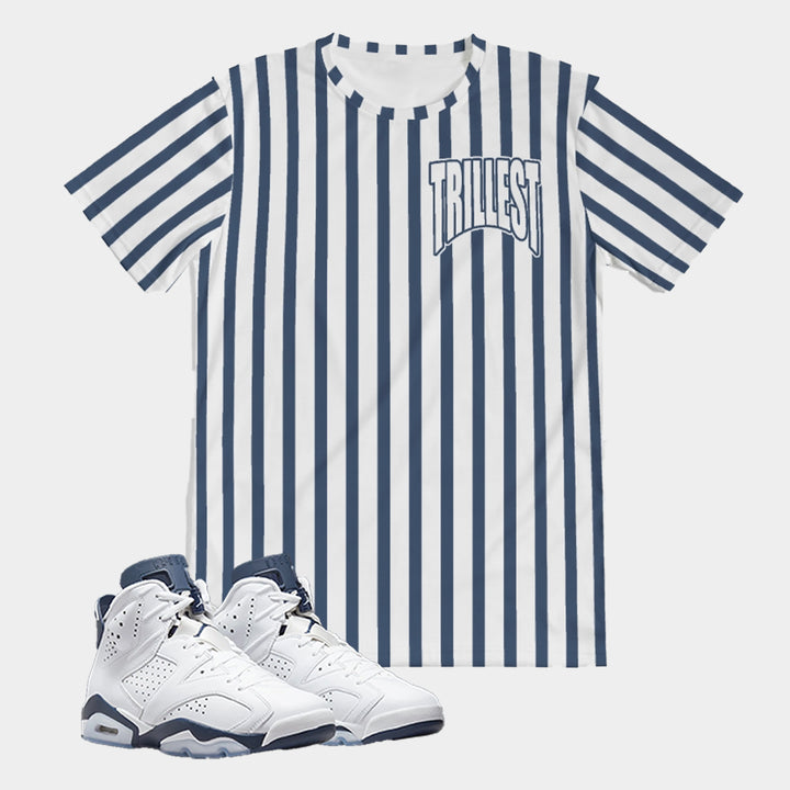 Trillest Stripe | Retro Air Jordan 6 Midnight Navy Colorblock T-shirt
