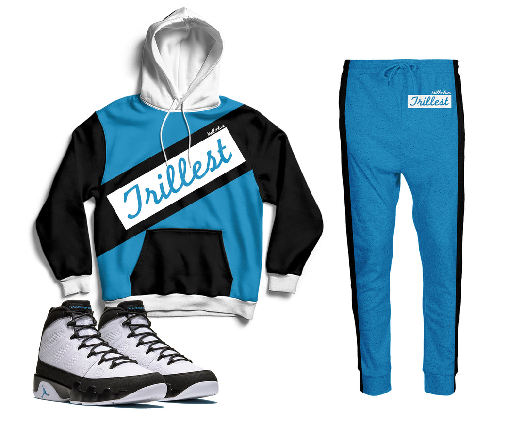 Trillest | Air Jordan 9 University Blue Inspired Jogger and Hoodie Suit |