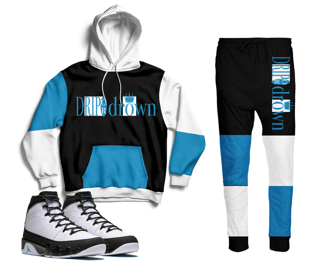 Drip or Drown | Air Jordan 9 University Blue Inspired Jogger and Hoodie Suit |