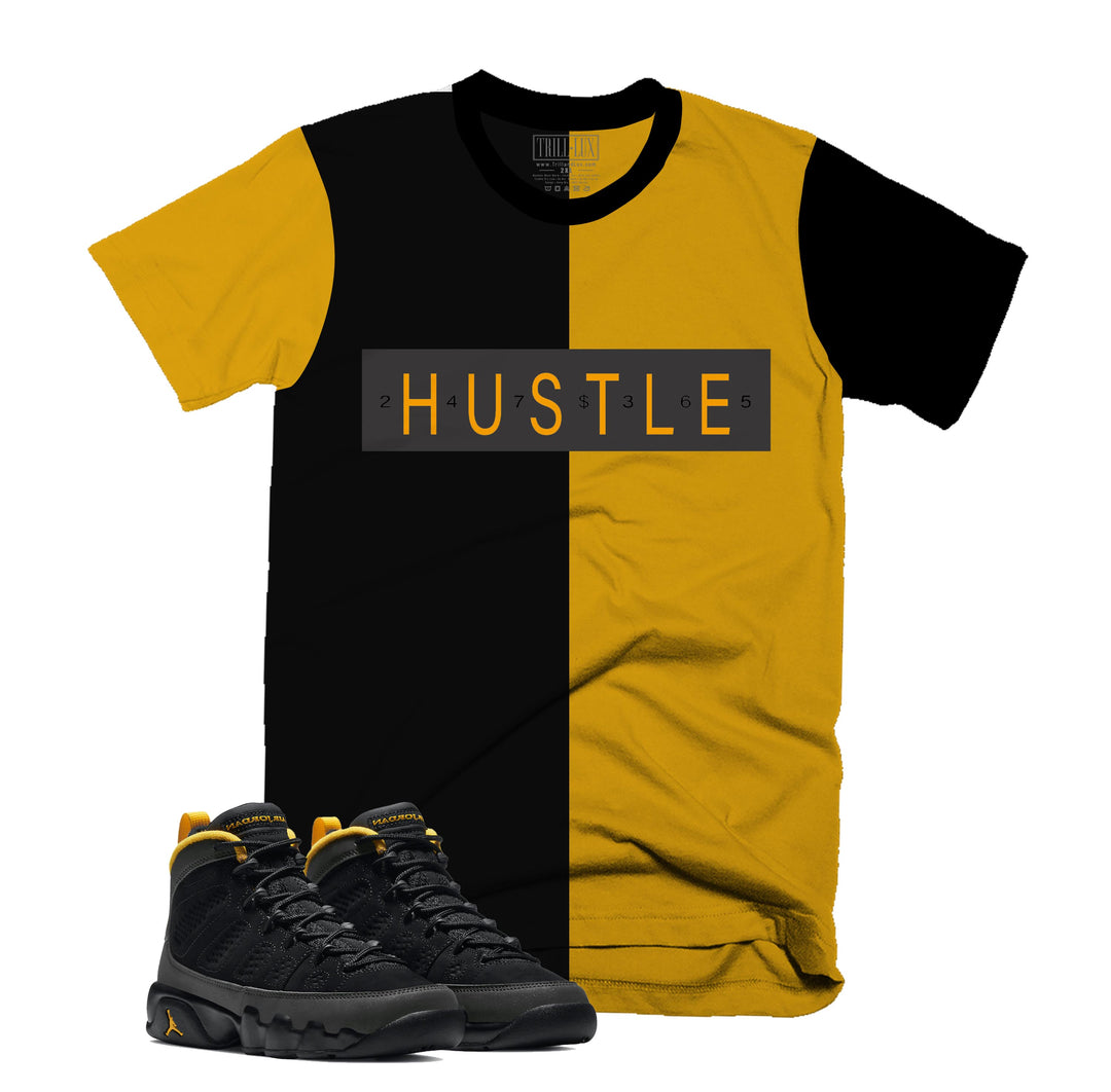 Hustle 24/7 Tee | Retro Air Jordan 9 University Gold T-shirt |