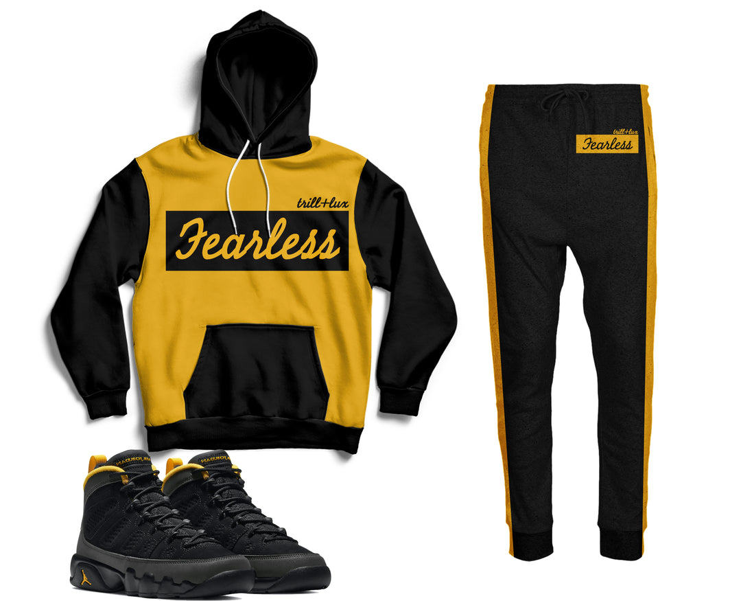 Fearless | Air Jordan 9 University Gold Inspired Jogger and Hoodie Suit |