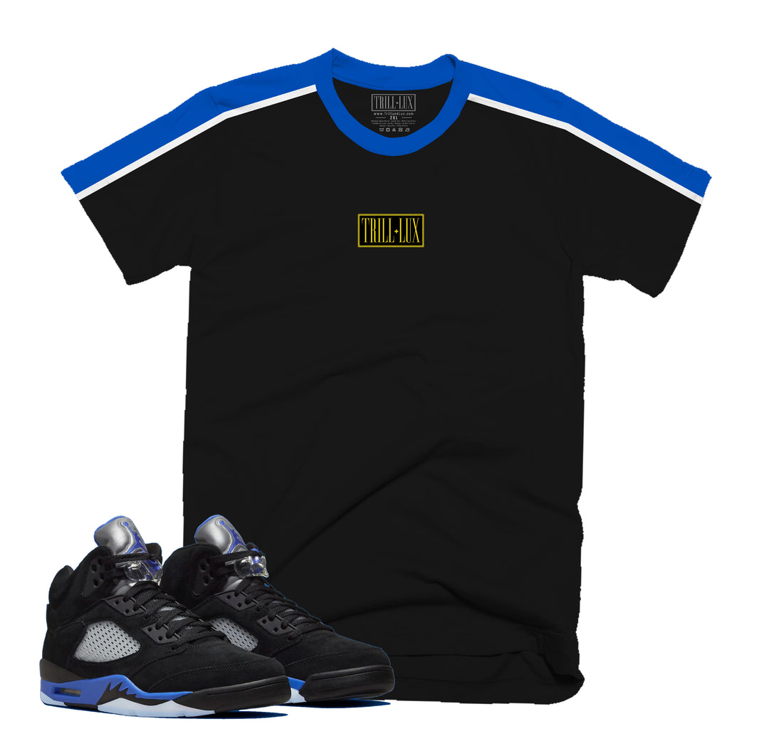 Box Logo Tee | Retro Air Jordan 5 Racer Blue Inspired T-shirt