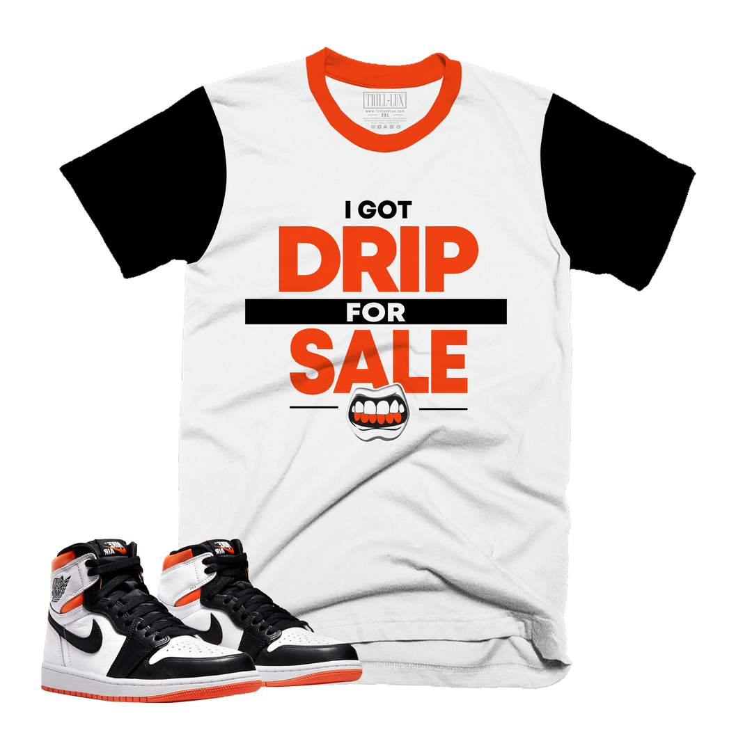 Drip For Sale Tee | Retro Air Jordan 1 Electro Orange Colorblock T-shirt