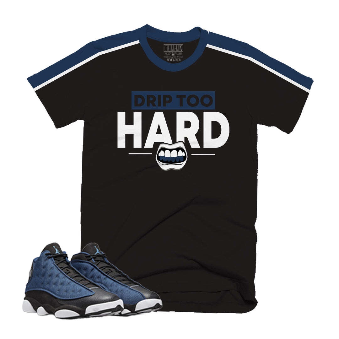 Drip Too Hard Tee | Retro Air Jordan 13 Navy Colorblock T-shirt