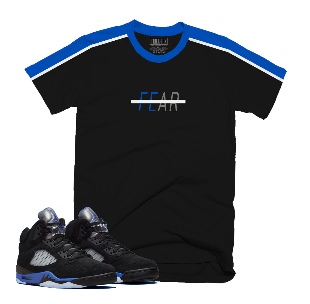 Fear Less Tee | Retro Air Jordan 5 Racer Blue Inspired T-shirt