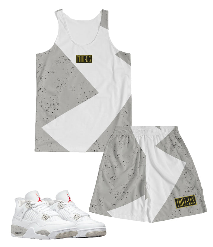Trill | Air Jordan 4 Tech White Oreo Inspired fragment Tank Top & Shorts