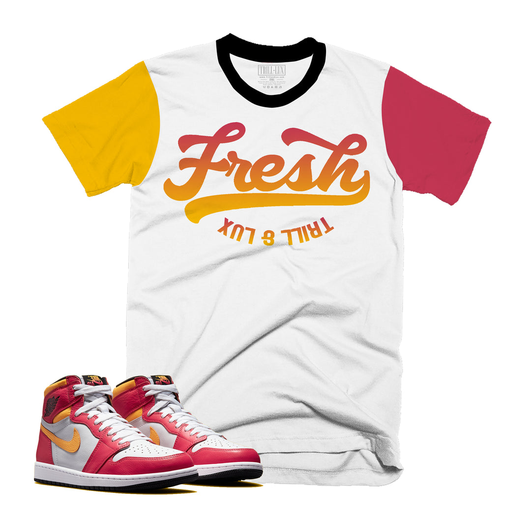 Fresh Tee | Retro Air Jordan 1 Fusion Red Colorblock T-shirt