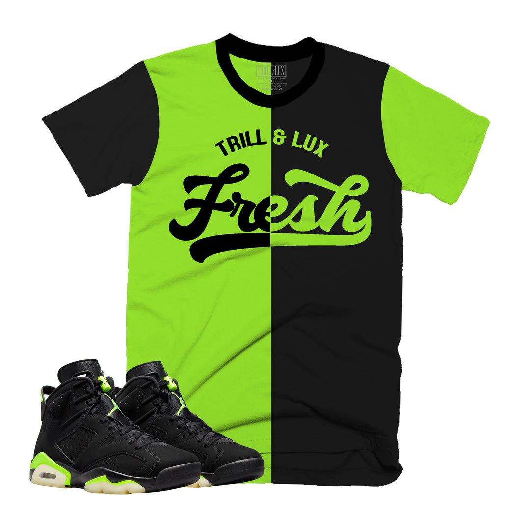 Fresh Tee | Retro Air Jordan 6 Electric Green Colorblock T-shirt