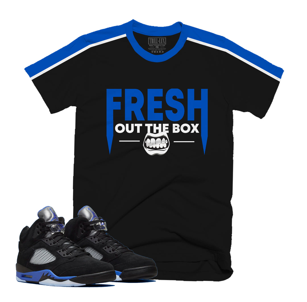 Fresh Out Tee | Retro Air Jordan 5 Racer Blue Inspired T-shirt