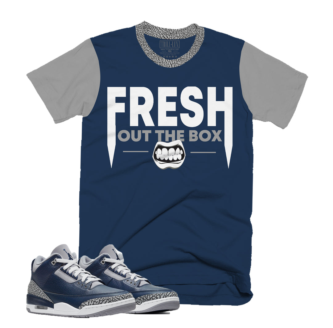 Fresh Out The Box Tee | Retro Jordan 3 Midnight Navy T-shirt |
