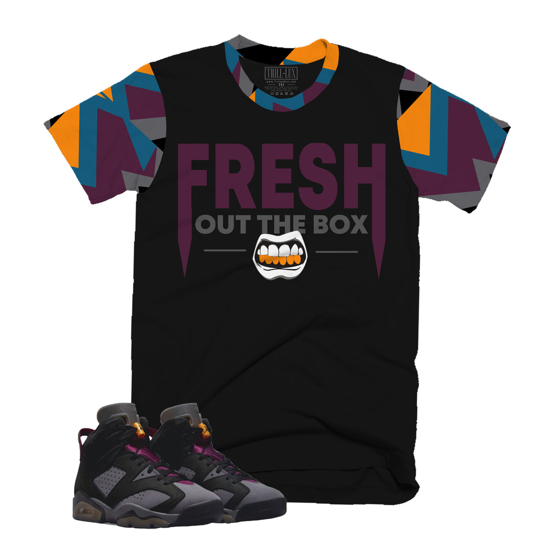 Fresh Out The Box Tee | Retro Air Jordan 6 Bordeaux Colorblock T-shirt