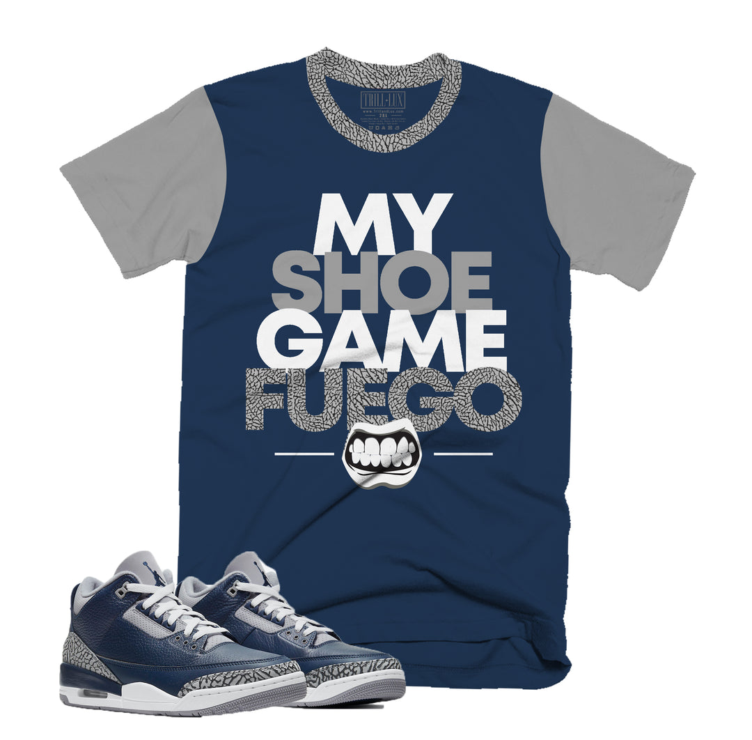 Shoe Game Fuego Tee | Retro Jordan 3 Midnight Navy T-shirt |
