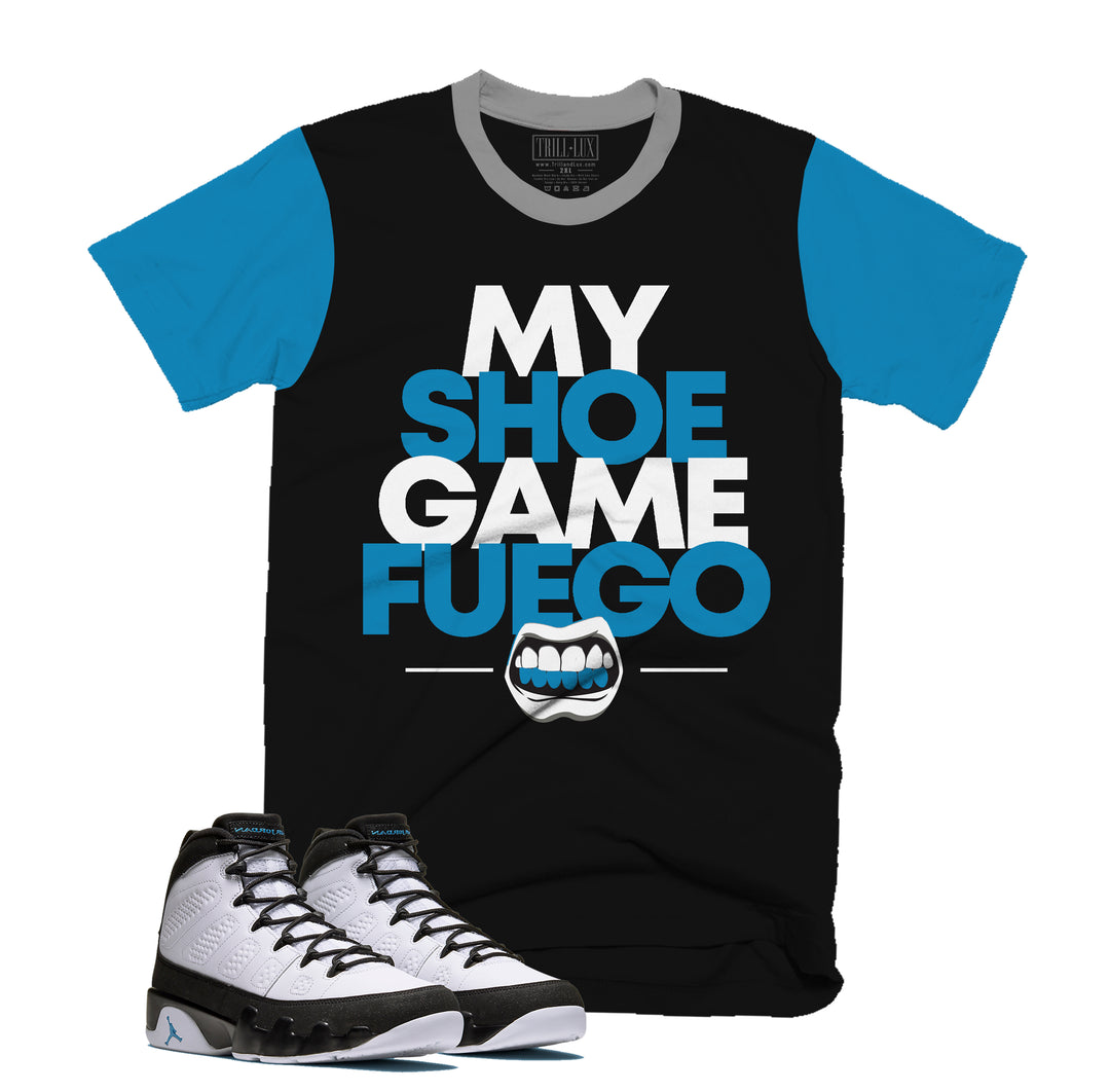 My Shoe Game Fuego Tee | Retro Air Jordan 9 University Blue T-shirt |