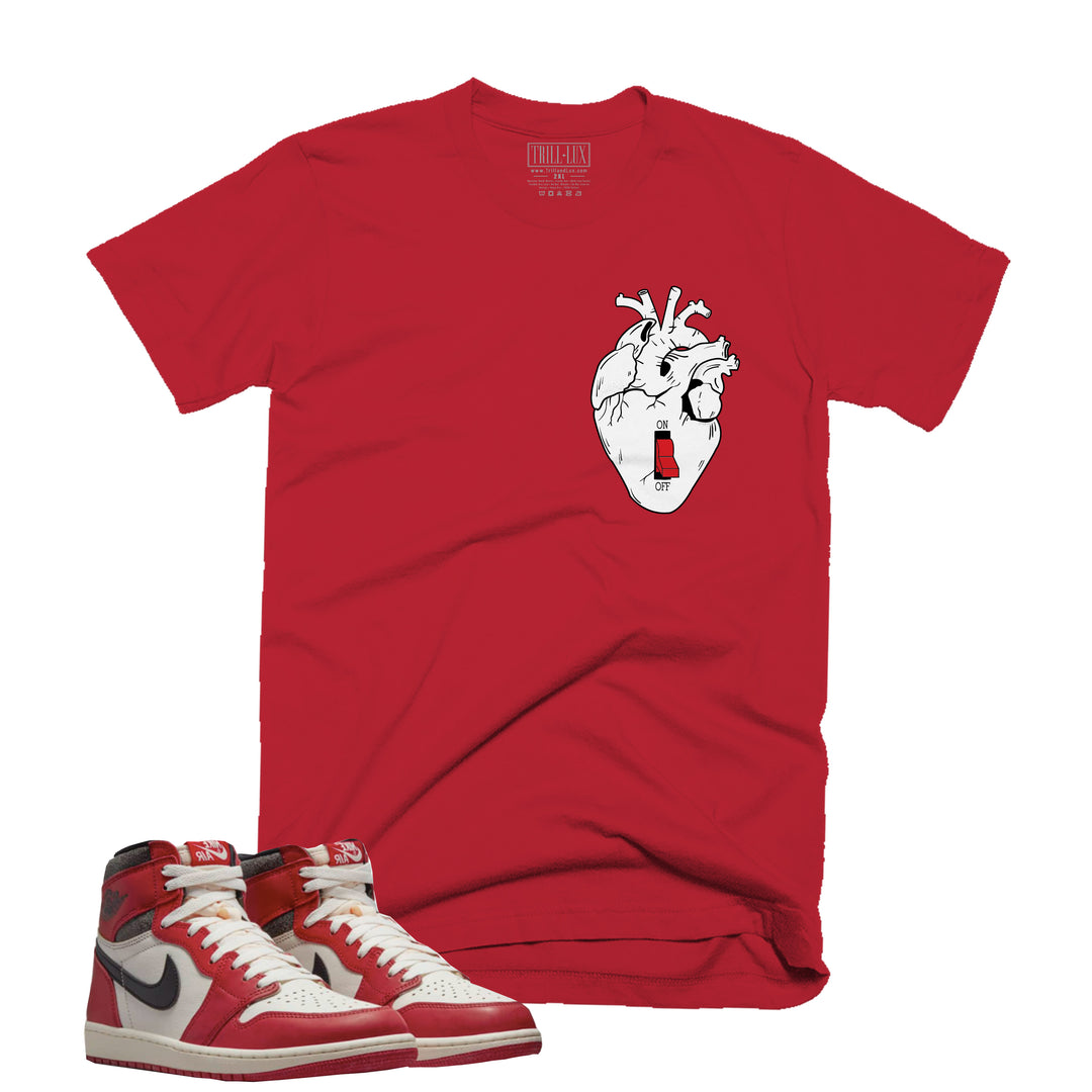 Heart Off Tee | Retro Air Jordan 1 Chicago Lost And Found Colorblock T-shirt