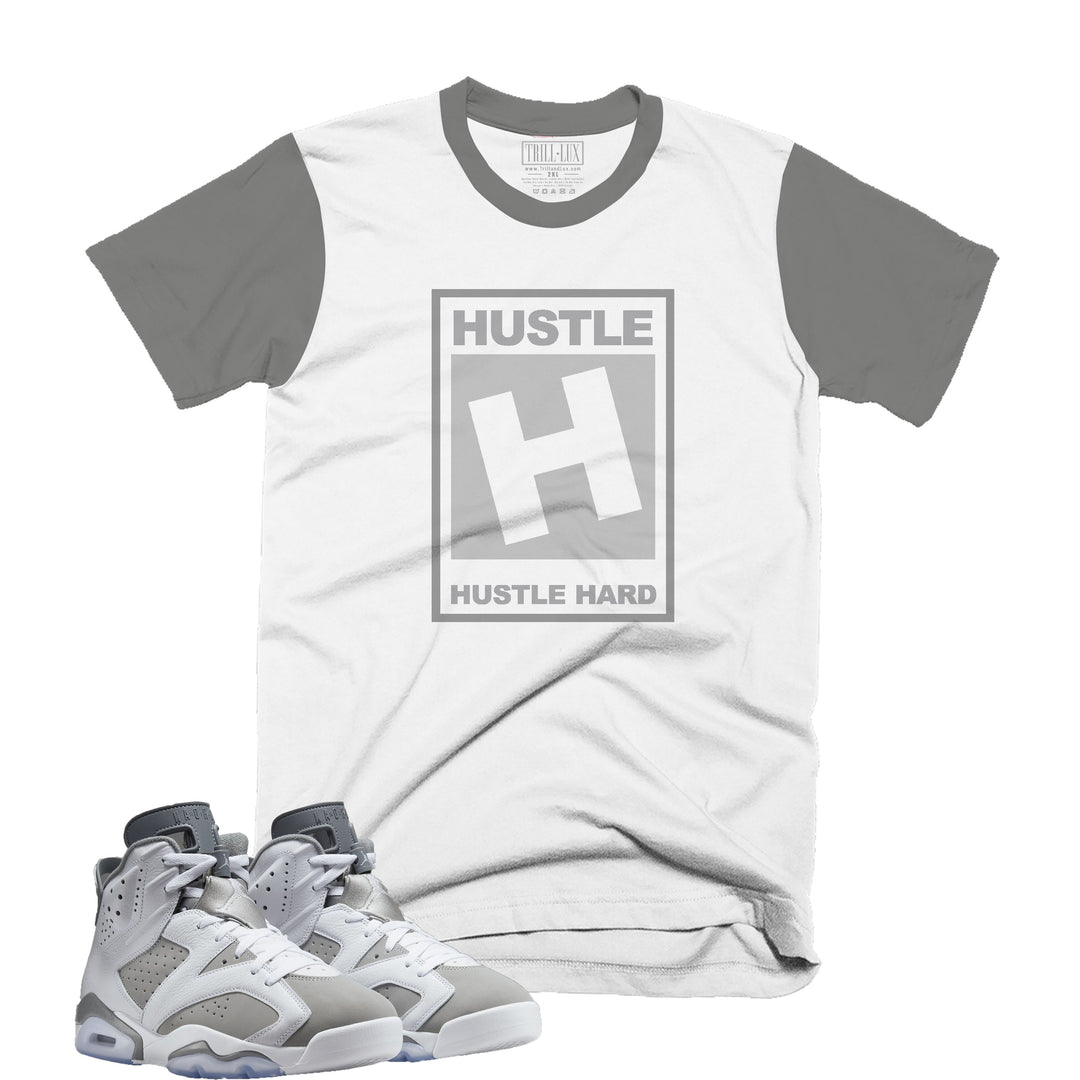 Rated Hustle | Retro Air Jordan 6 Cool Grey Navy Colorblock T-shirt