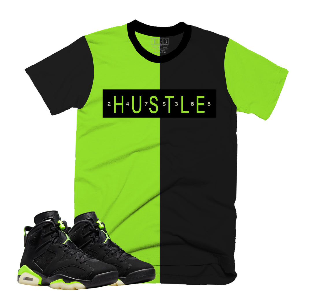 Hustle Tee | Retro Air Jordan 6 Electric Green Colorblock T-shirt