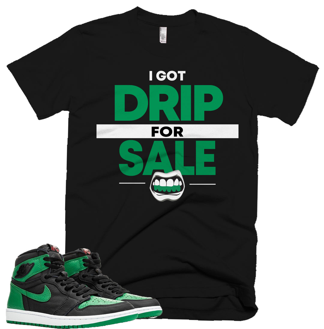 Trill & Lux  I Drip for Sale Tee | Retro Jordan 1 Pine Green Colorblock T-shirt